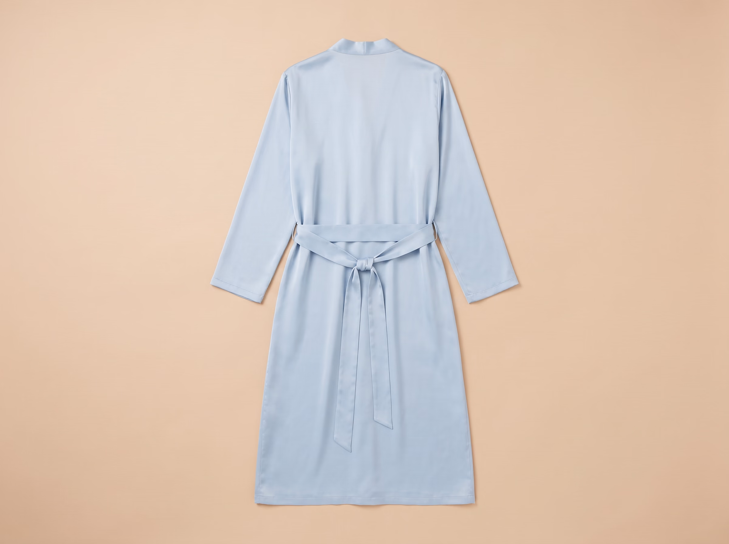 The Chergui robe in Bleu voile, from the back.